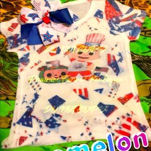 Cocomelon Patriotic Shirt & Matching Bow